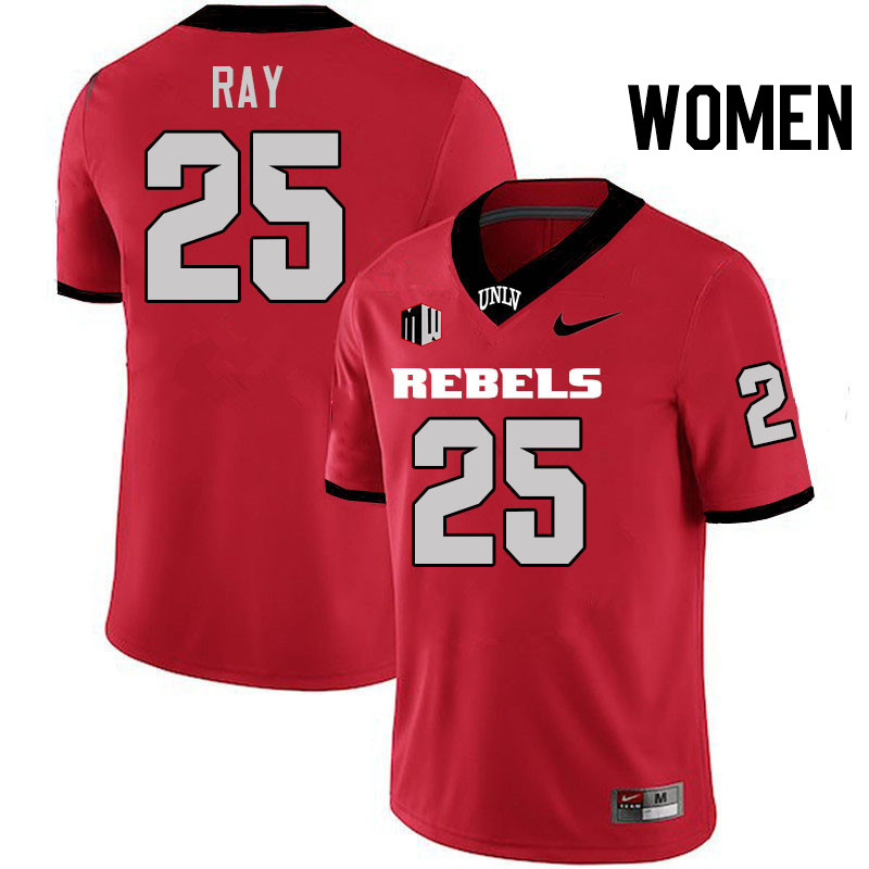 Women #25 Rogerick Ray UNLV Rebels College Football Jerseys Stitched-Scarlet